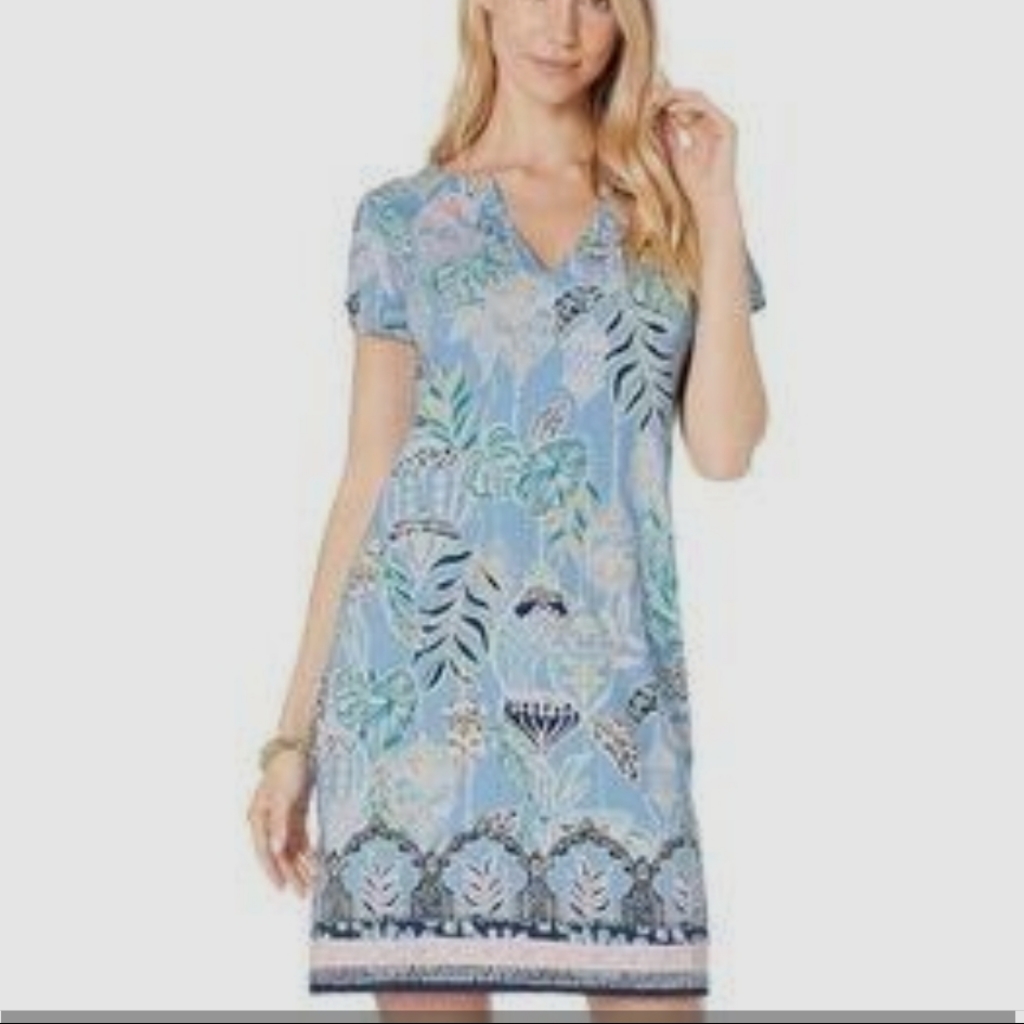 Lilly Pulitzer Upf 50+ Blue Peri Lapis Lanterns Engineered Knit Dress Size Xs
